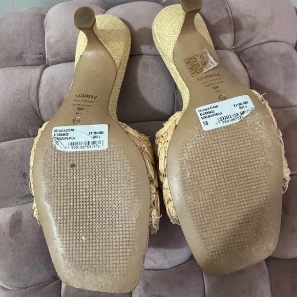 Schutz dethalia straw raffia sandal, kitten heel, natural, size 5 - Picture 4 of 10